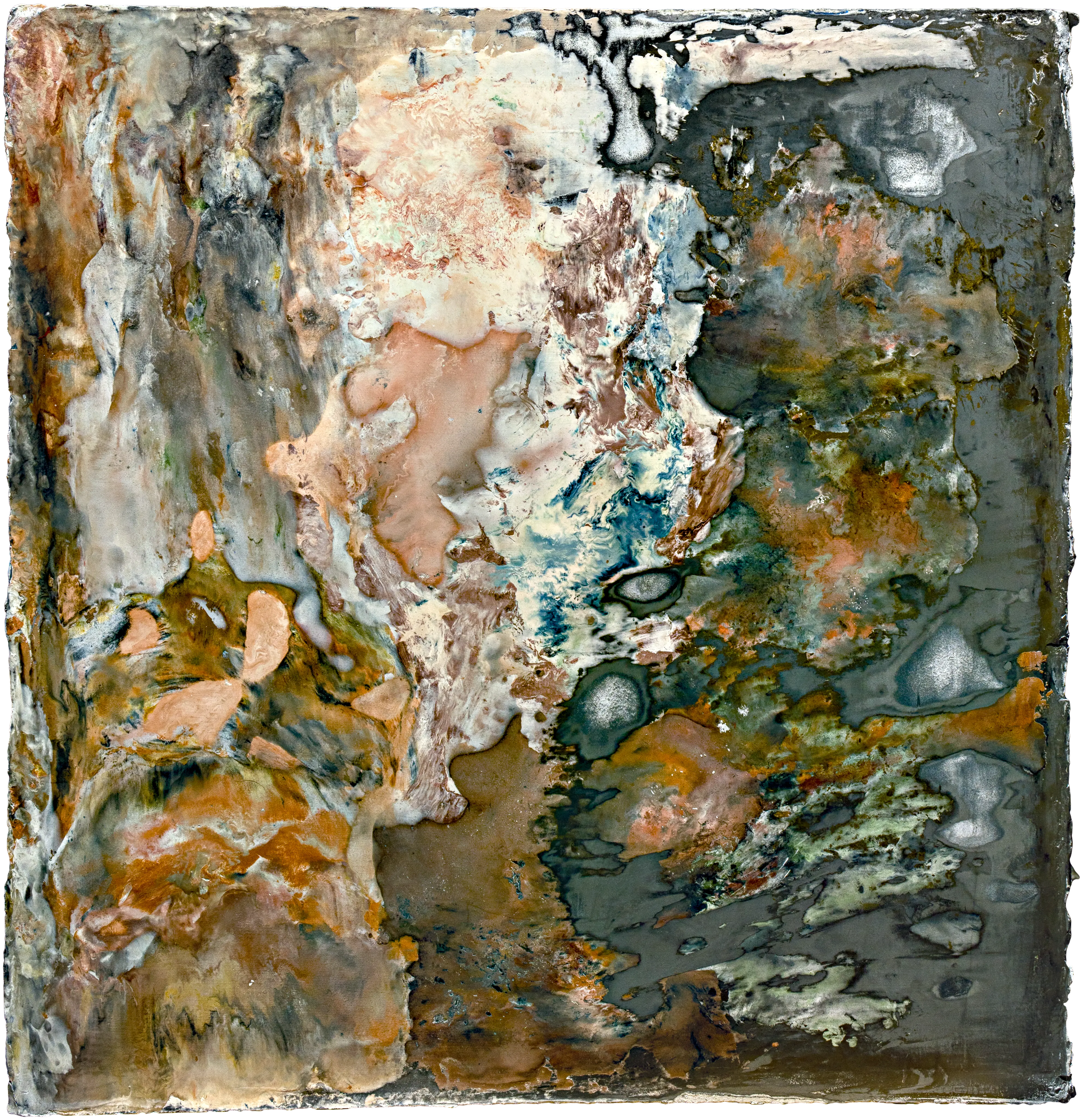 Untitled 13 — pigment, bronze, carborundum, chalk, alkyd resin, and acrylic size on watercolor paper and gator foam, 58 × 60 cm — by Daniel Small (2020 - 2026)