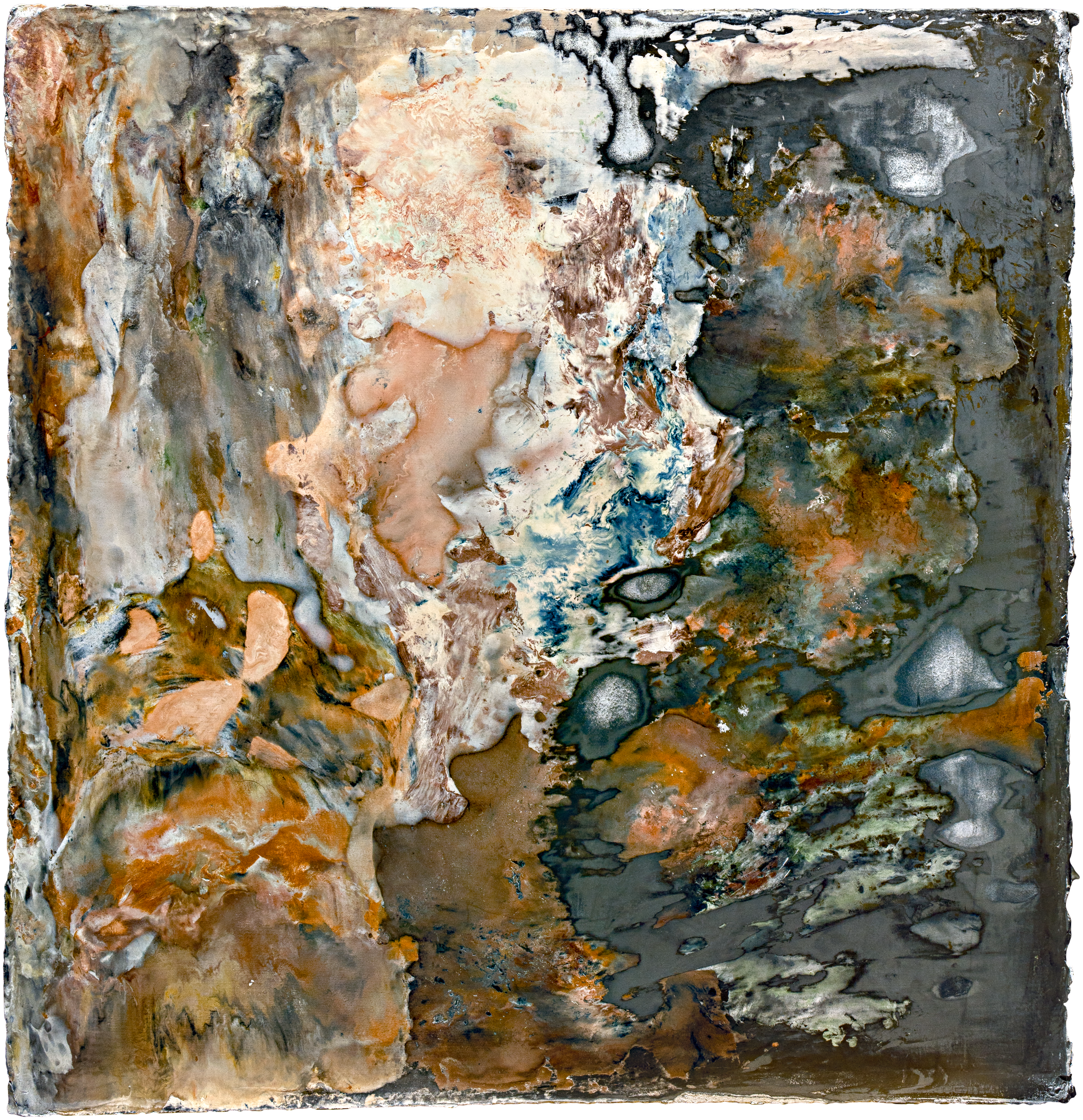 Untitled 13 — (2020 - 2026) — pigment, bronze, carborundum, chalk, alkyd resin, and acrylic size on watercolor paper and gator foam — 58 × 60 cm — by Daniel Small